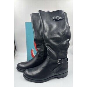 Baretraps Ladies' Size 9, Cassidy Faux Leather Riding Boot Mid Calf Black New